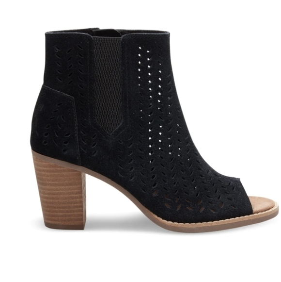 Toms Women Majorka Desert Peep Toe  Ankle Suede Heels Shoes sandals sz 10 - Picture 2 of 14